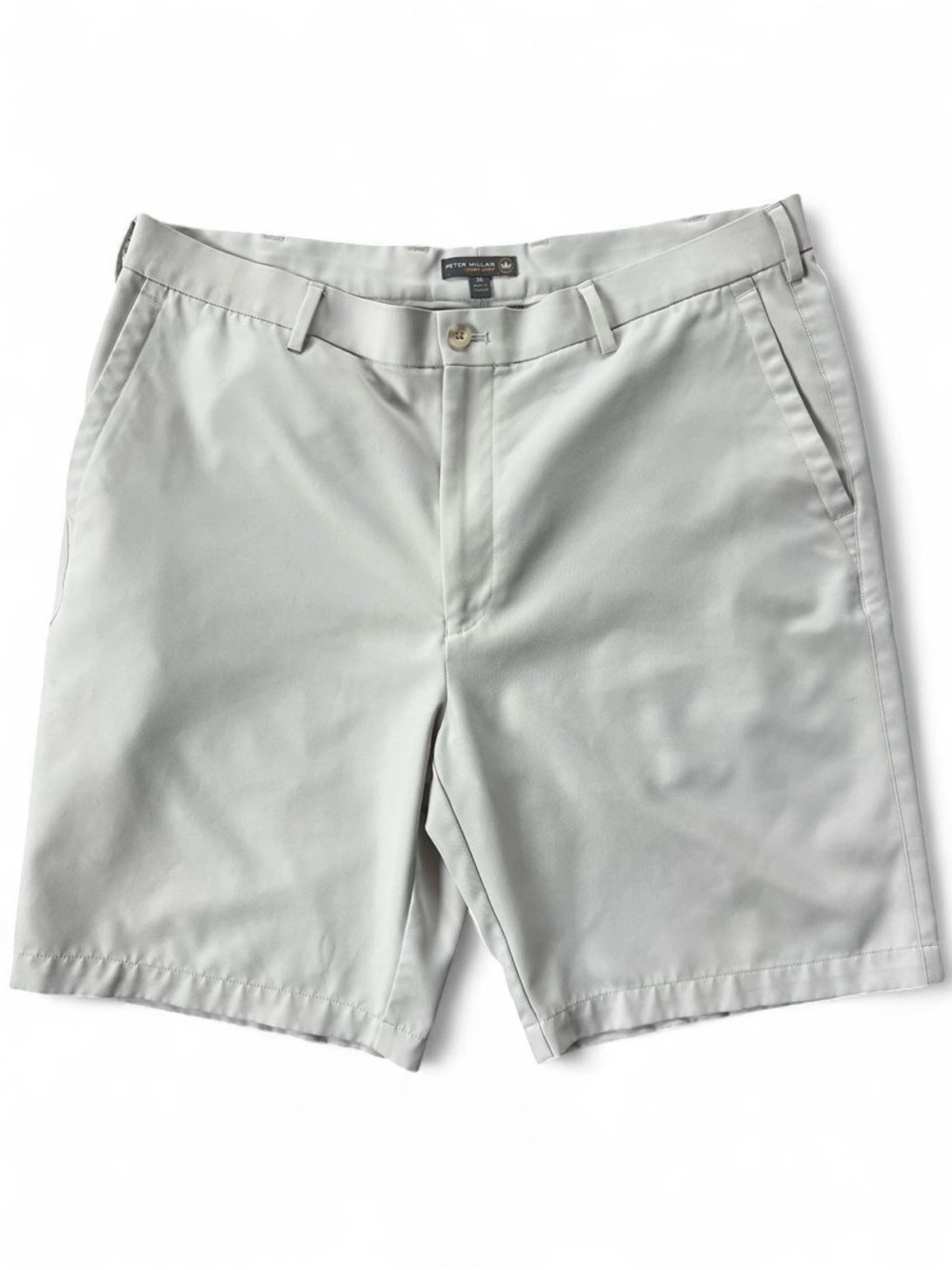 Peter Millar Crown Sport Mens Salem Performance Golf Shorts Size 36 Stone Khaki